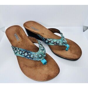 Vionic Women's 9.5 WIDE Rest Floriana Toepost Sandal Ladies Flip flops Turquoise